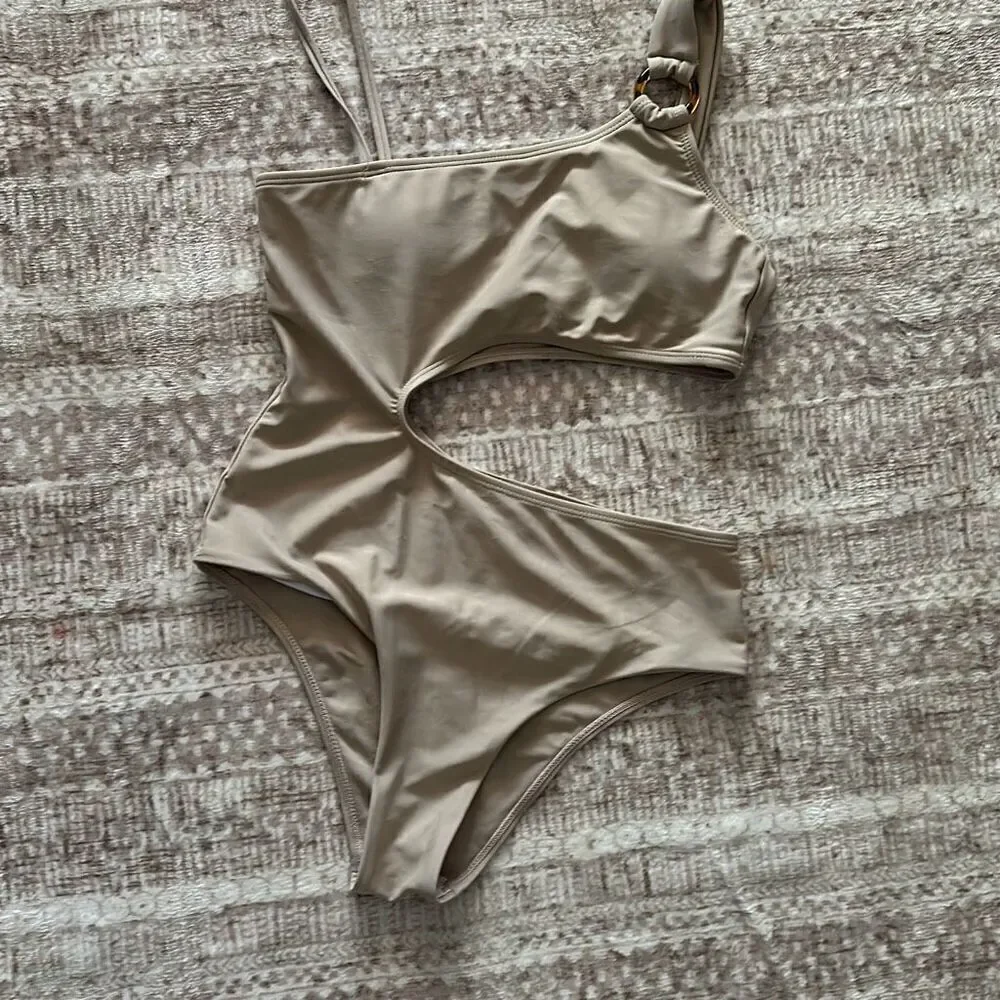 SHEIN Size small light brown tan one piece swimsuit